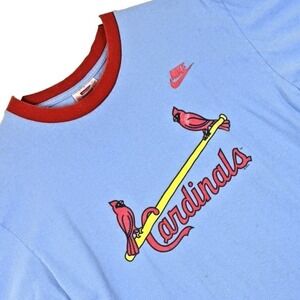 St Louis Cardinals Nike MLB Ringer T-Shirt Mens Medium Blue BaseballGraphic Tee